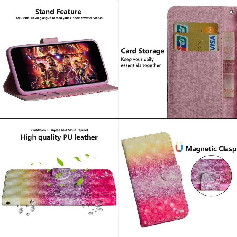 Lærdeksel Til Xiaomi Redmi 9C Magenta Glittergradient