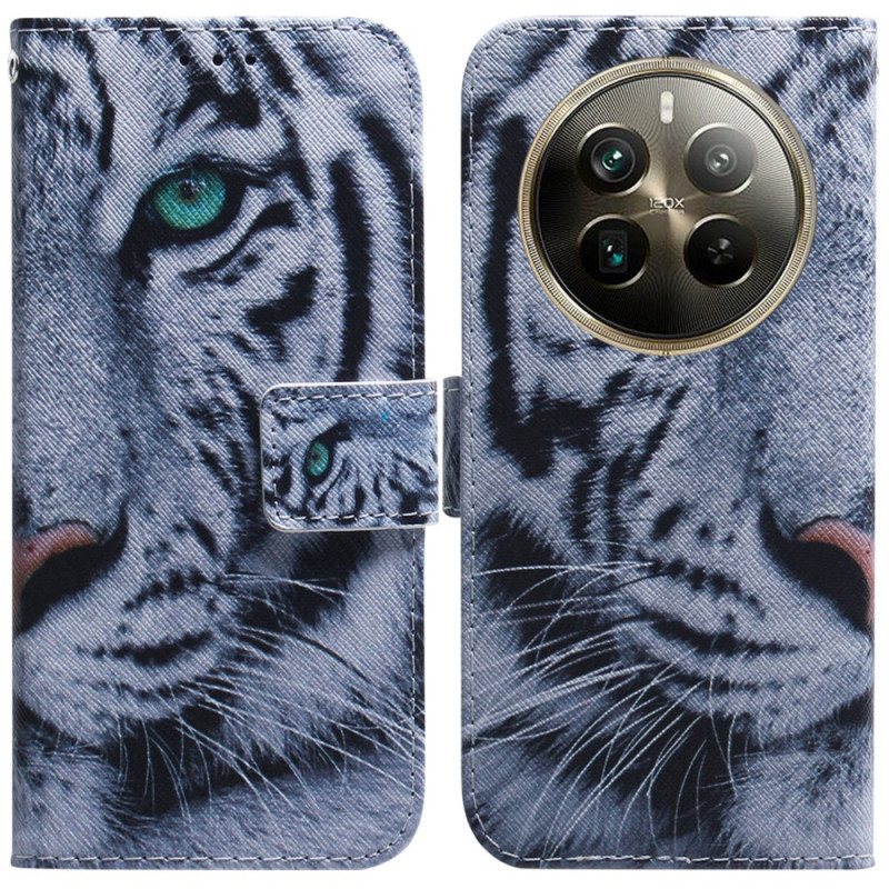 Folio Deksel Realme 12 Pro / 12 Pro Plus Hvit Tiger