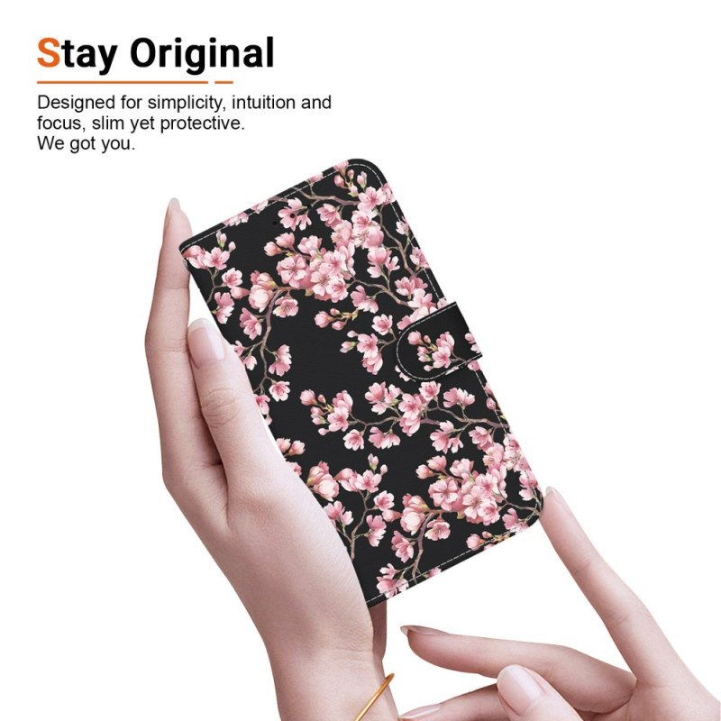 Folio Deksel Realme 12 Pro / 12 Pro Plus Plommeblomster