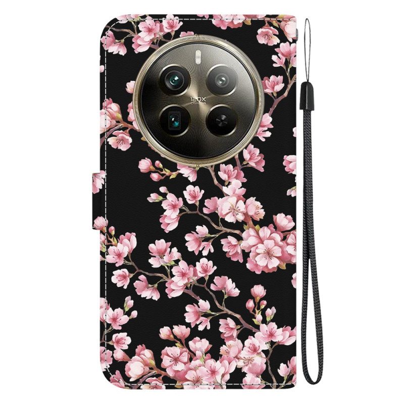 Folio Deksel Realme 12 Pro / 12 Pro Plus Plommeblomster