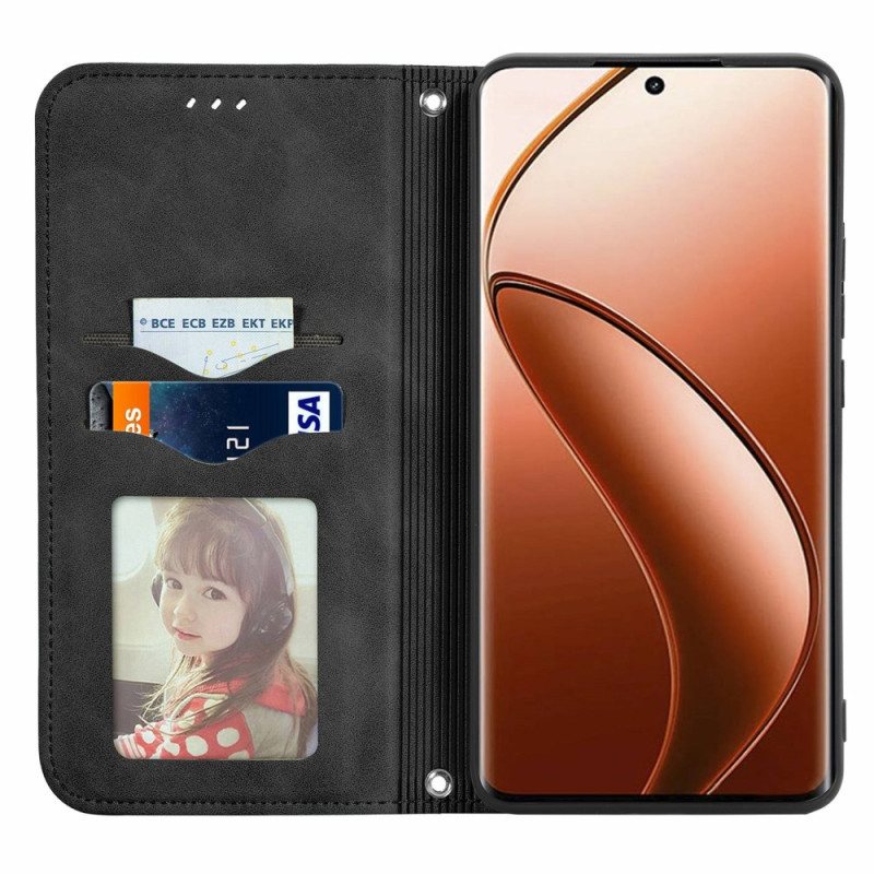 Folio Deksel Realme 12 Pro / 12 Pro Plus Semsket Skinneffekt Beskyttelse Deksel