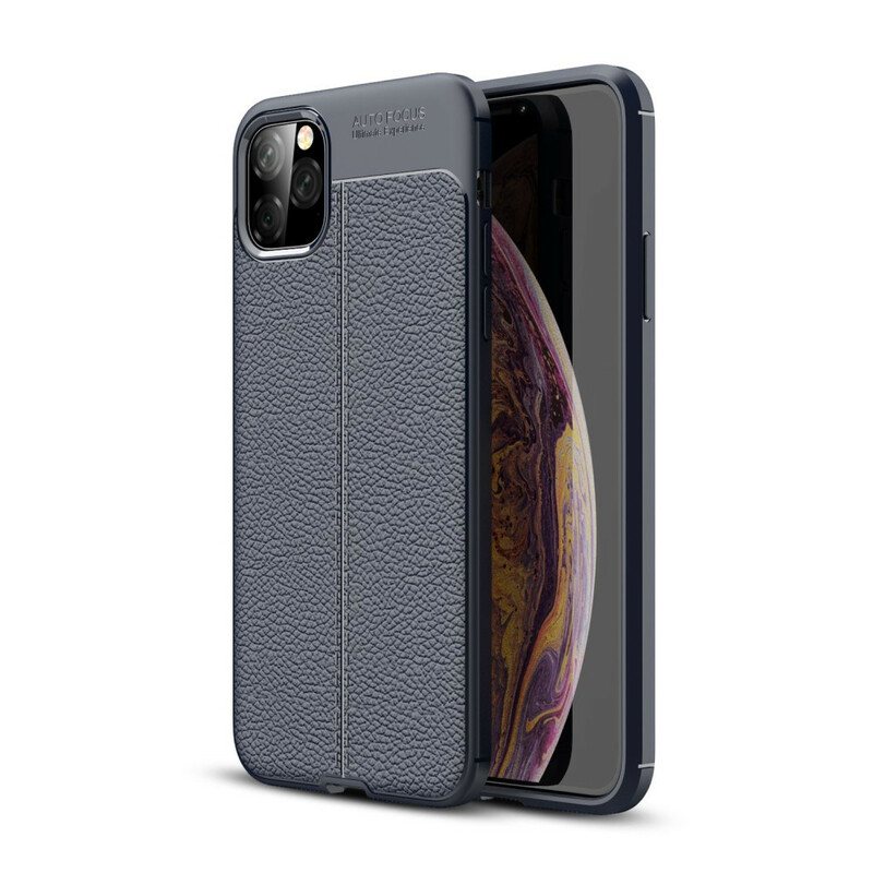 Deksel Til iPhone 11 Pro Max Dobbel Linje Litchi Leather Effect