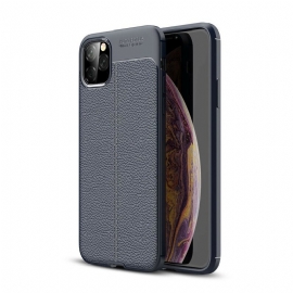 Deksel Til iPhone 11 Pro Max Dobbel Linje Litchi Leather Effect