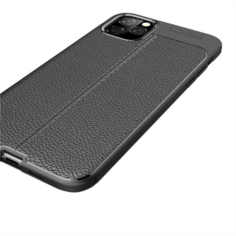 Deksel Til iPhone 11 Pro Max Dobbel Linje Litchi Leather Effect