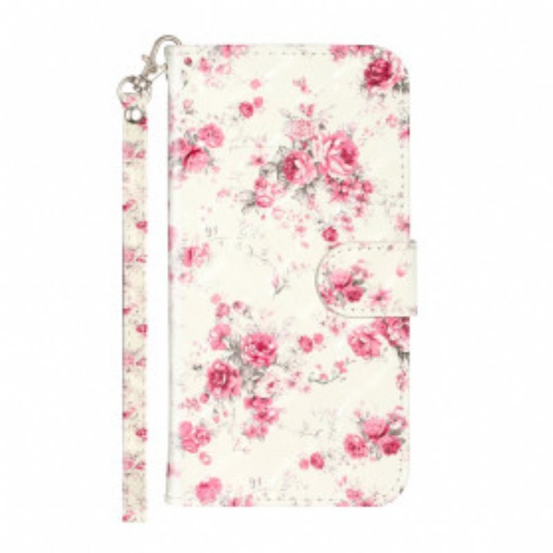 Folio Deksel Til iPhone 11 Pro Max Med Kjede Strap Light Spot Flowers