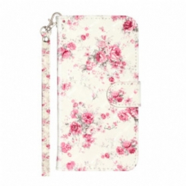 Folio Deksel Til iPhone 11 Pro Max Med Kjede Strap Light Spot Flowers