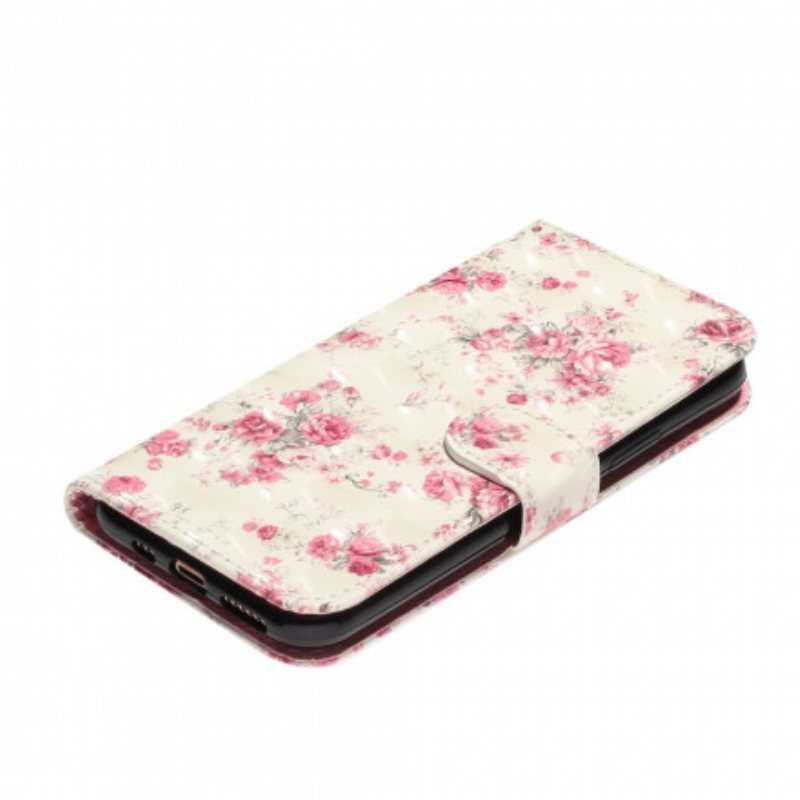 Folio Deksel Til iPhone 11 Pro Max Med Kjede Strap Light Spot Flowers