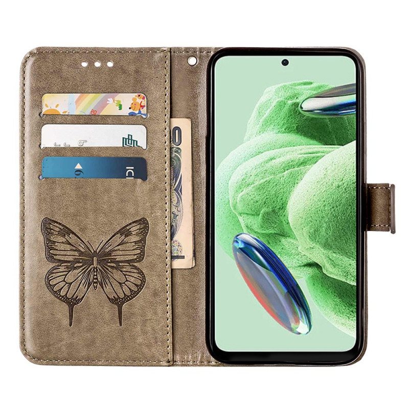 Folio Deksel Til Xiaomi Redmi Note 12 5G Blomster Sommerfugl