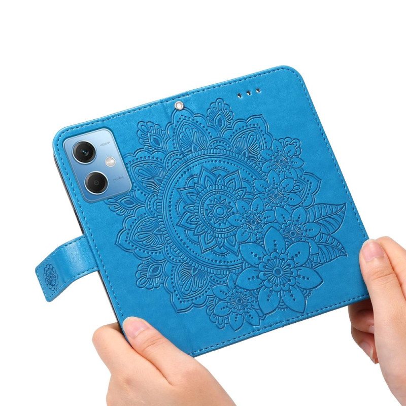 Folio Deksel Til Xiaomi Redmi Note 12 5G Med Kjede Rem Blomst Mandala