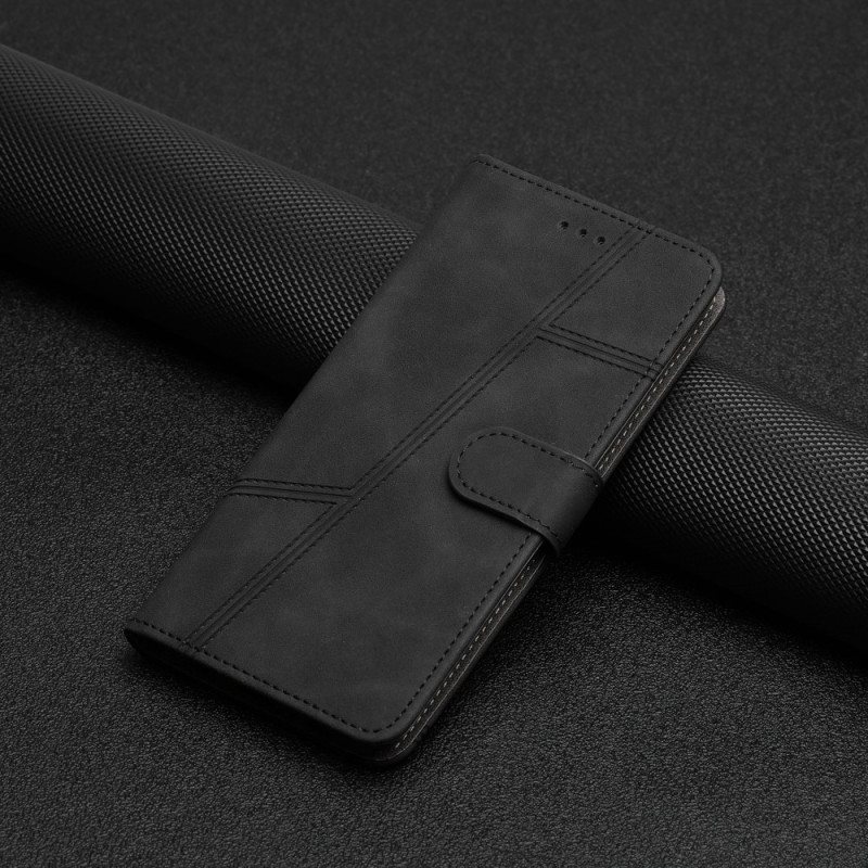 Lærdeksel Til Xiaomi Redmi Note 12 5G Med Kjede Strappy Geometrisk Skinnstil