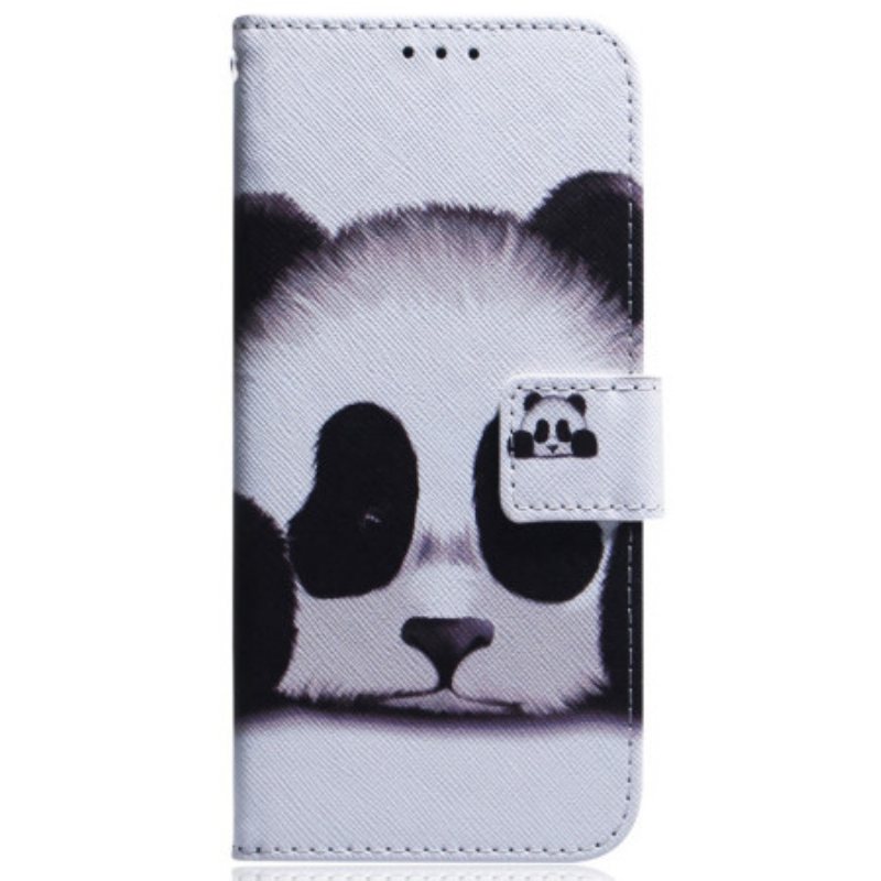 Folio Deksel Til Moto G73 5G Med Kjede Strappy Panda