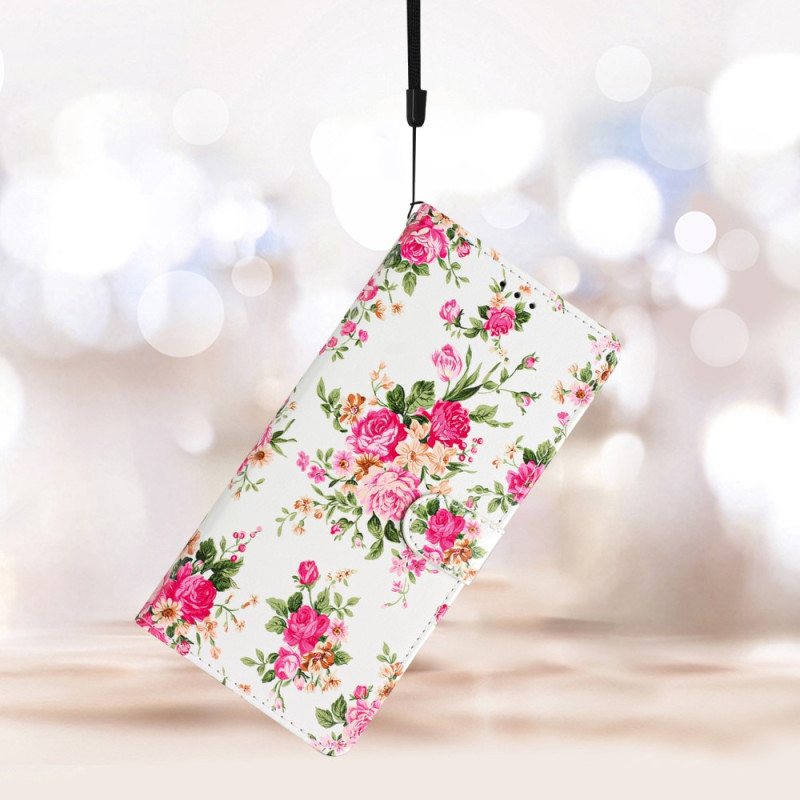 Folio Deksel Til Moto G73 5G Med Kjede Stropp Liberty Flowers