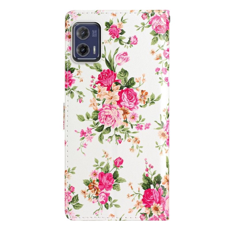 Folio Deksel Til Moto G73 5G Med Kjede Stropp Liberty Flowers