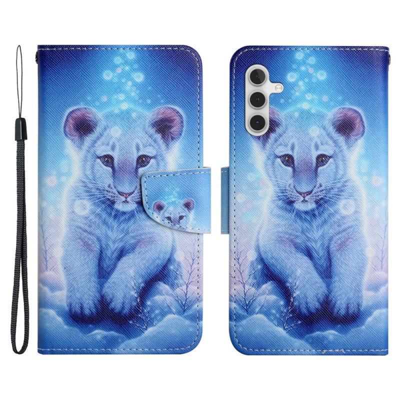 Folio Deksel Til Samsung Galaxy A54 5G Lille Leopard Med Snor