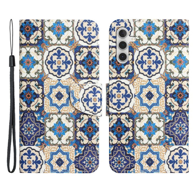 Folio Deksel Til Samsung Galaxy A54 5G Med Kjede Strappy Patchwork