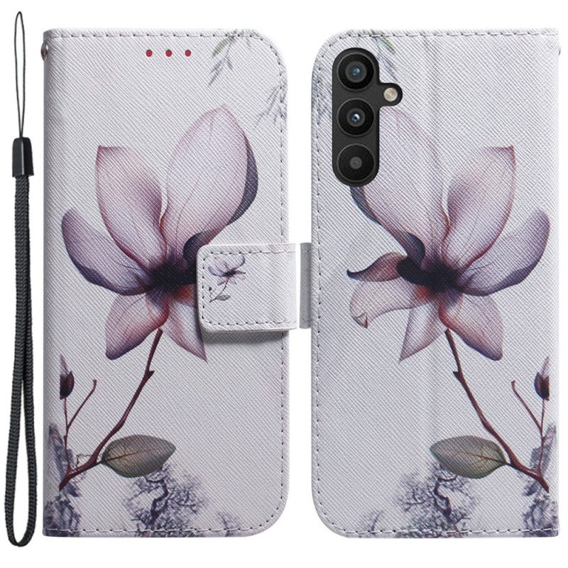 Folio Deksel Til Samsung Galaxy A54 5G Med Kjede Strappy Vintage Blomst