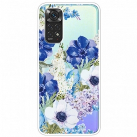 Deksel Til Xiaomi Redmi Note 11 / 11S Sømløs Akvarell Blå Blomster