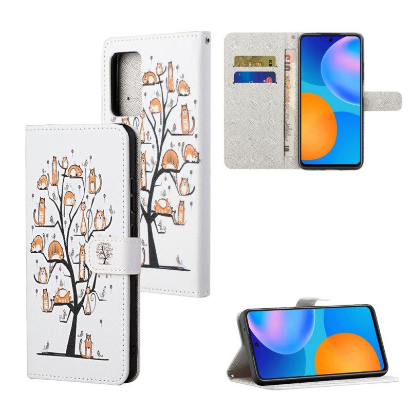 Folio Deksel Til Xiaomi Redmi Note 11 / 11S Med Kjede Funky Cats Med Stropp