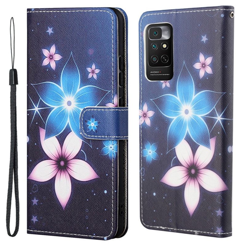 Folio Deksel Til Xiaomi Redmi Note 11 / 11S Med Kjede Lunar Strap Blomster