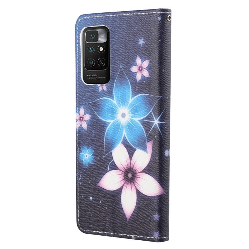 Folio Deksel Til Xiaomi Redmi Note 11 / 11S Med Kjede Lunar Strap Blomster