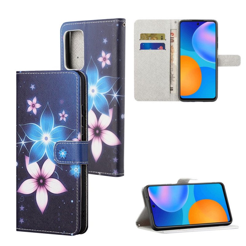 Folio Deksel Til Xiaomi Redmi Note 11 / 11S Med Kjede Lunar Strap Blomster