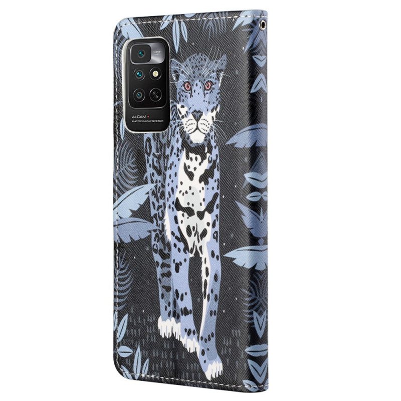 Folio Deksel Til Xiaomi Redmi Note 11 / 11S Med Kjede Strappy Leopard