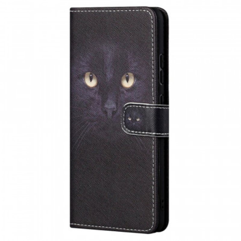 Lærdeksel Til Xiaomi Redmi Note 11 / 11S Med Kjede Strappy Black Cat Eyes