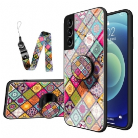 Deksel Til Samsung Galaxy S22 Plus 5G Patchwork Magnetisk Holder