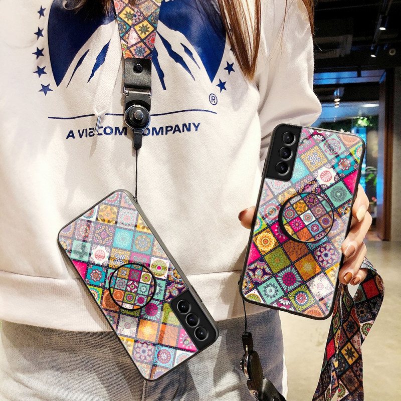 Deksel Til Samsung Galaxy S22 Plus 5G Patchwork Magnetisk Holder