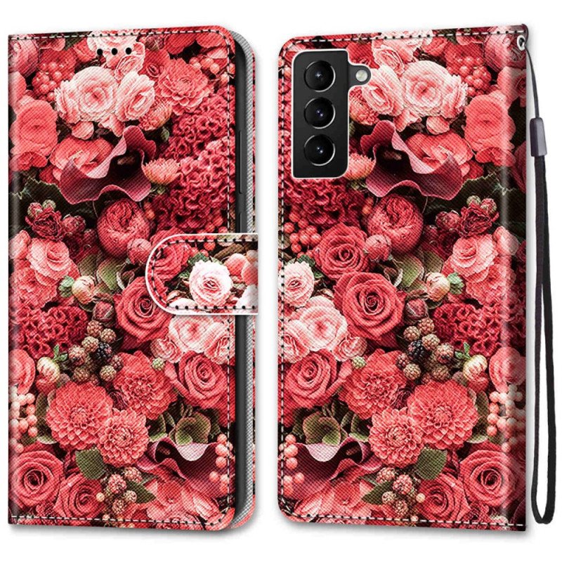 Folio Deksel Til Samsung Galaxy S22 Plus 5G Blomsterromantikk