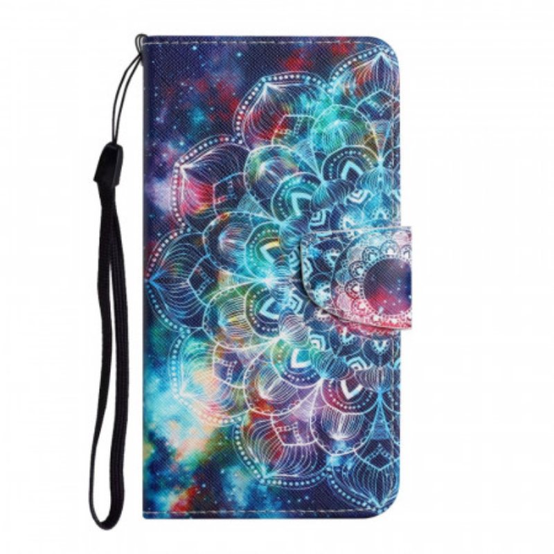 Folio Deksel Til Samsung Galaxy S22 Plus 5G Med Kjede Prangende Half Mandala Strappy