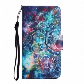 Folio Deksel Til Samsung Galaxy S22 Plus 5G Med Kjede Prangende Half Mandala Strappy