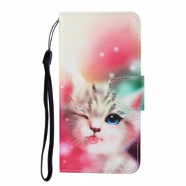 Folio Deksel Til Samsung Galaxy S22 Plus 5G Royal Cat Med Snor