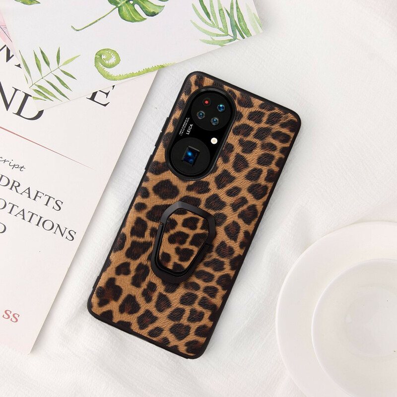 Mobildeksel Til Huawei P50 Pro Ringstøtte I Leopardstil