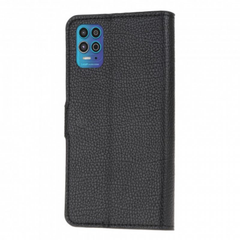 Folio Deksel Til Moto G100 Litchi Grain Leather Effect