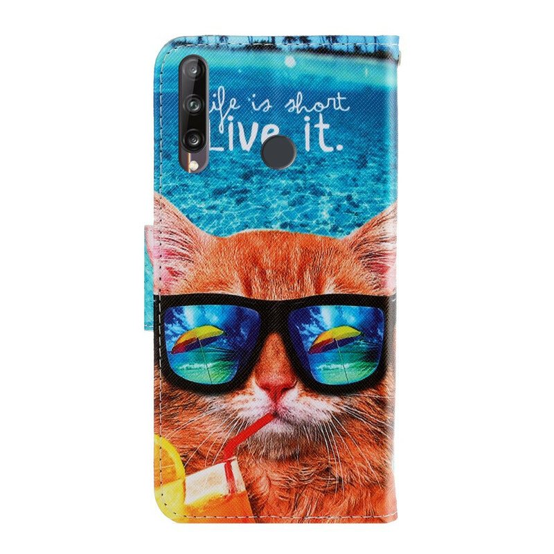 Folio Deksel Til Huawei P40 Lite E Med Kjede Cat Live It Strappy