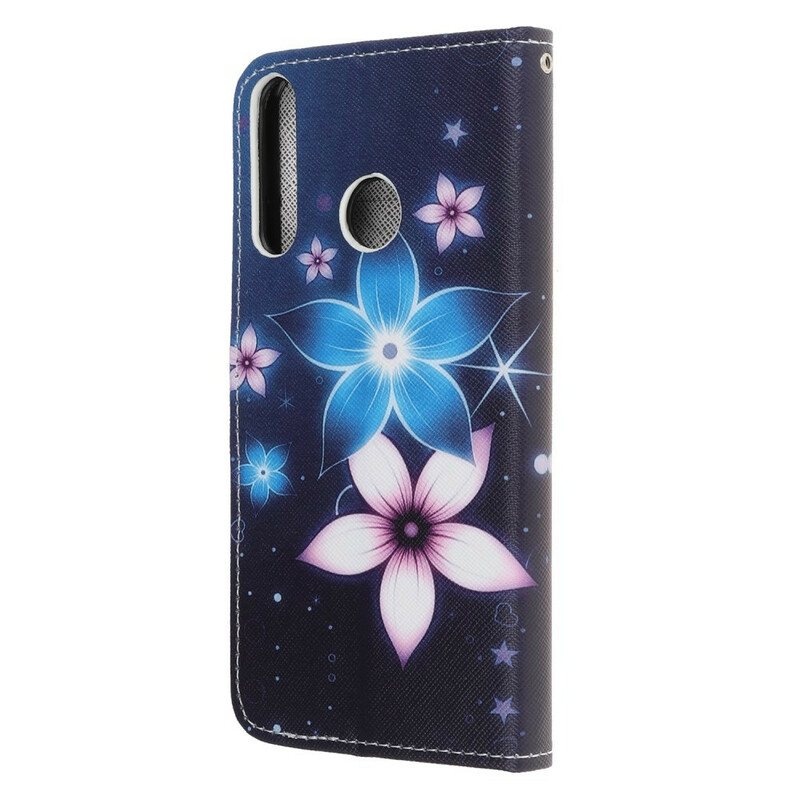 Folio Deksel Til Huawei P40 Lite E Med Kjede Lunar Strap Blomster