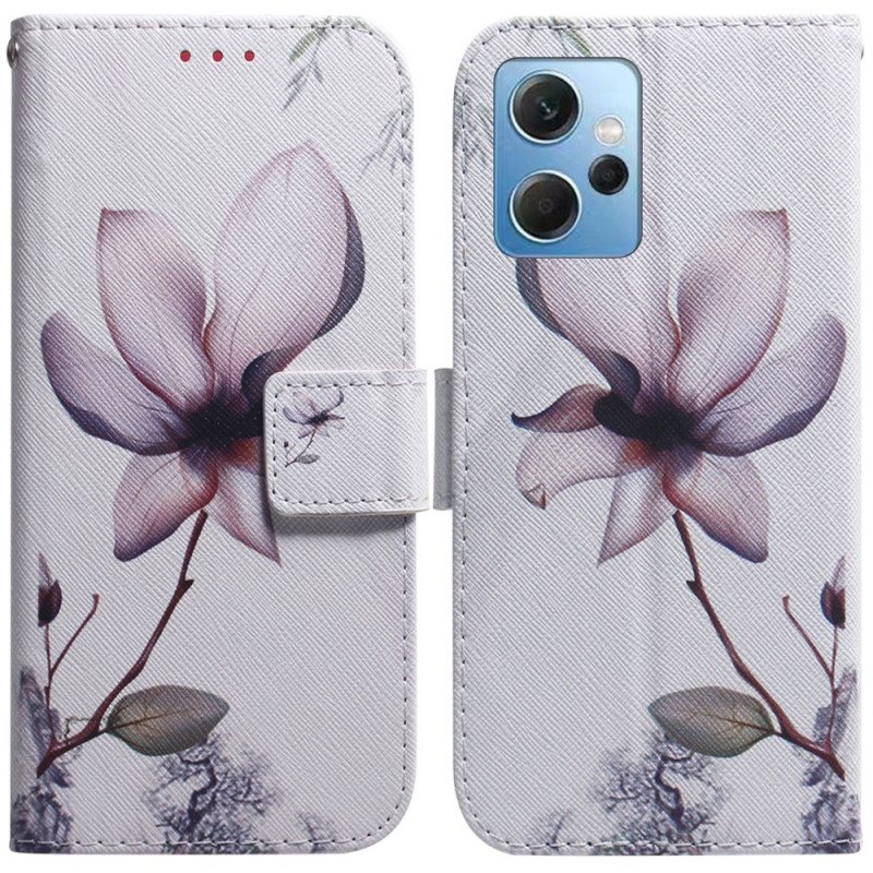 Folio Deksel Til Xiaomi Redmi Note 12 4G Rosa Blomst