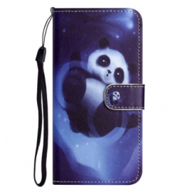 Lærdeksel Til Xiaomi Redmi Note 12 4G Med Kjede Space Panda Med Snor