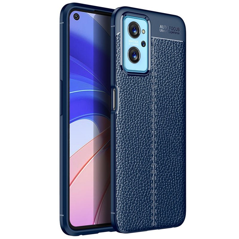 Deksel Til Realme 9i Dobbel Linje Litchi Leather Effect