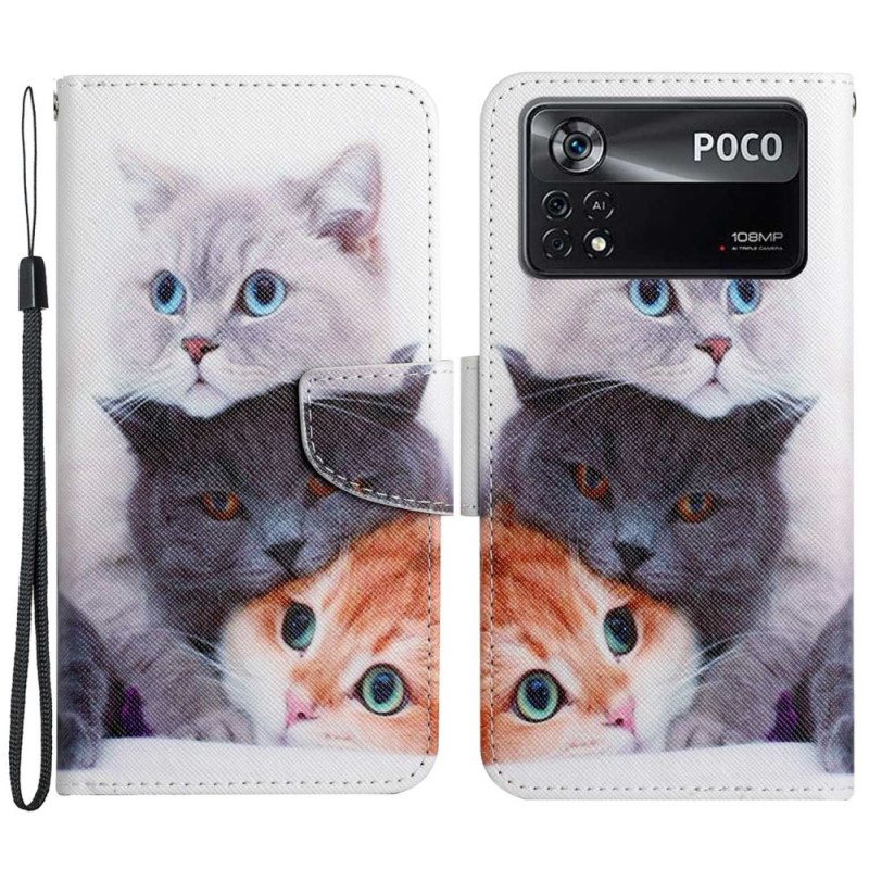 Folio Deksel Til Poco X4 Pro 5G Med Kjede Bare Thong Cats