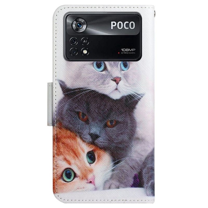 Folio Deksel Til Poco X4 Pro 5G Med Kjede Bare Thong Cats