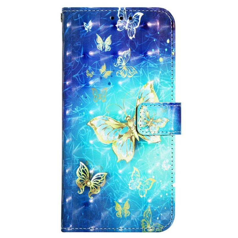 Folio Deksel Til Poco X4 Pro 5G Med Kjede Flight Of Butterflies I Lanyard