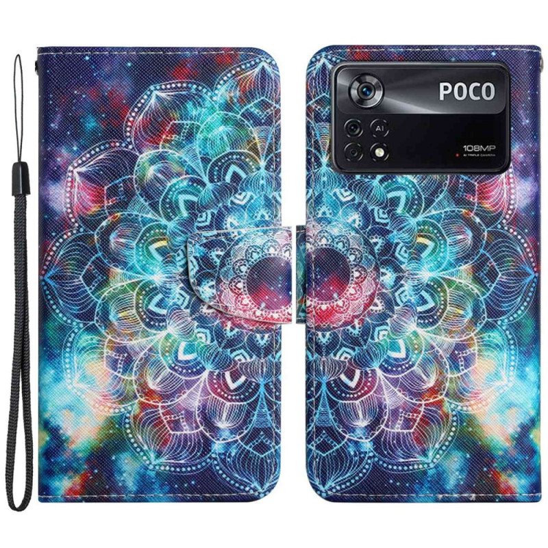 Folio Deksel Til Poco X4 Pro 5G Med Kjede Strappy Mandala