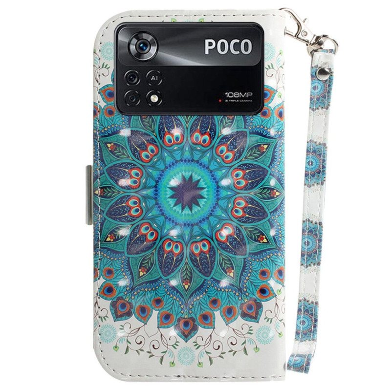 Folio Deksel Til Poco X4 Pro 5G Med Kjede Strappy Mandala