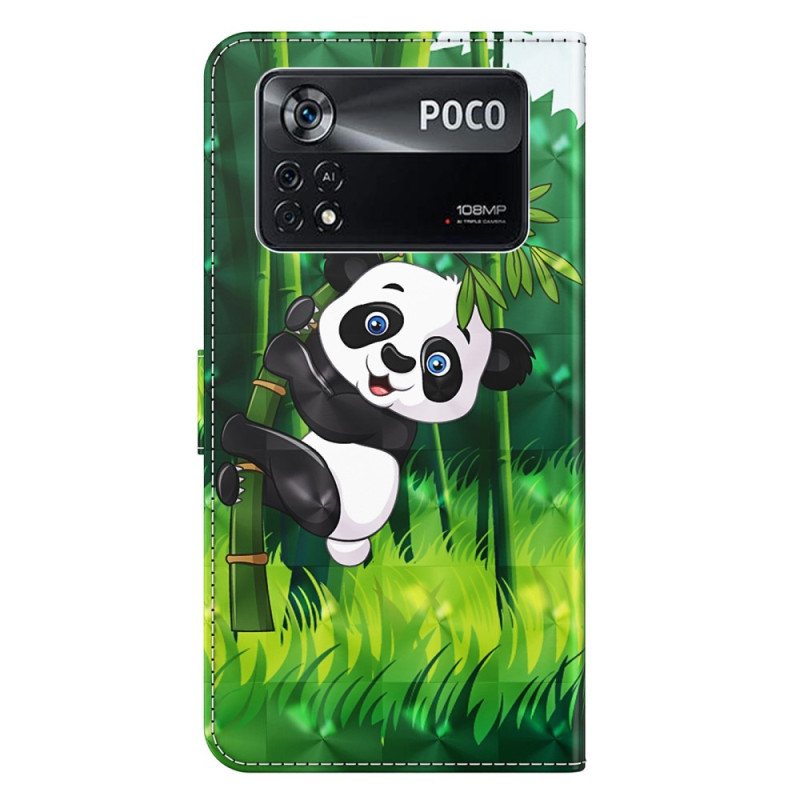 Folio Deksel Til Poco X4 Pro 5G Med Kjede Strappy Panda