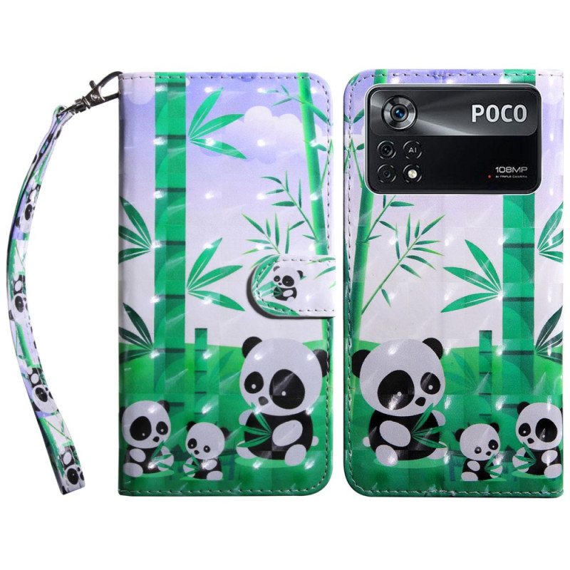 Lærdeksel Til Poco X4 Pro 5G Med Kjede Lanyard Panda Family