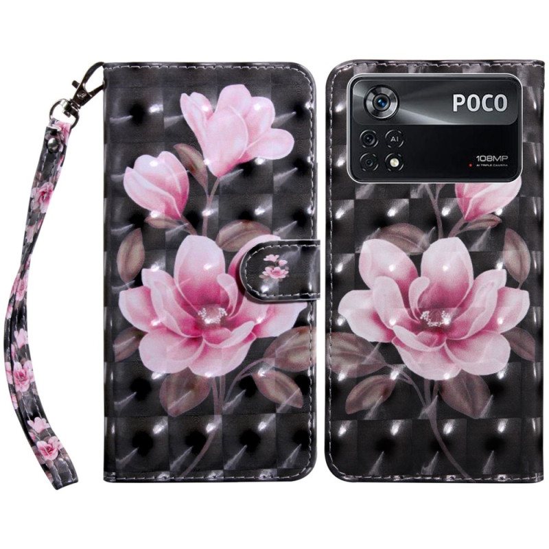 Lærdeksel Til Poco X4 Pro 5G Med Kjede Strappy Floral