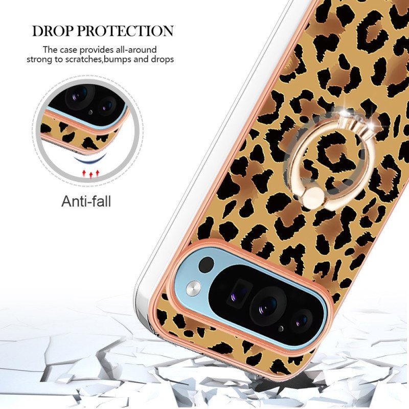 Deksel Google Pixel 9 Leopard Print Ring Holder Beskyttelse Deksel