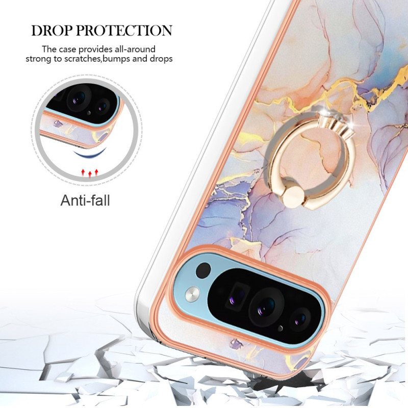 Deksel Google Pixel 9 Milky Way White Marble Support Ring